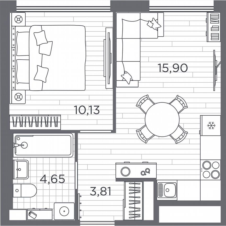 1-к. квартира, 34,5 м², 1/5 эт.