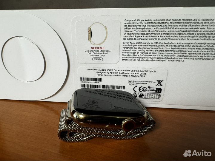 Часы Apple Watch 8 stainless steel gold 45mm