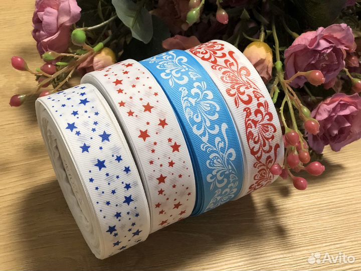 Лента репсовая с рисунком в ассортименте