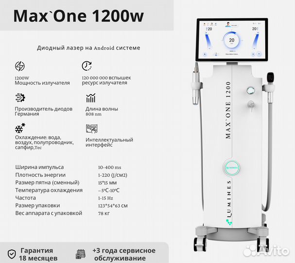 Аппарат для эпиляции люминес Max One 1200в