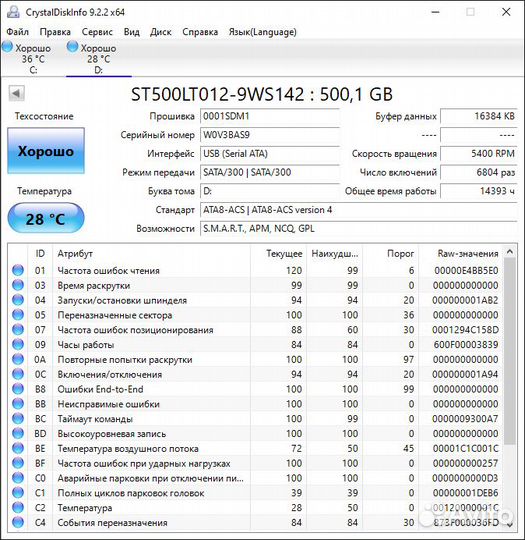 Жесткие диски 500 GB, 250 GB 2.5