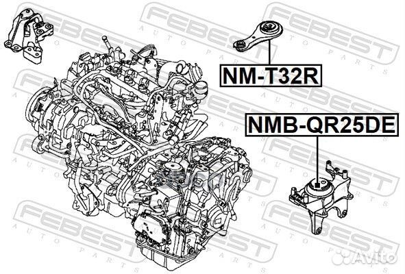 Подушка двигателя задняя NMT32R Febest