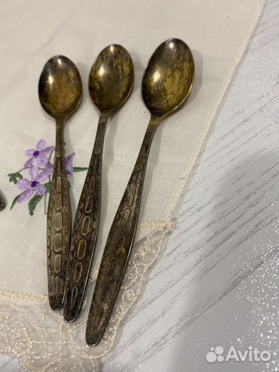 Ложка чайная мельхиор золочение новые