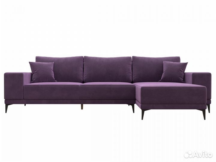 Диван угловой Льюес правый, микровельвет, сиреневый