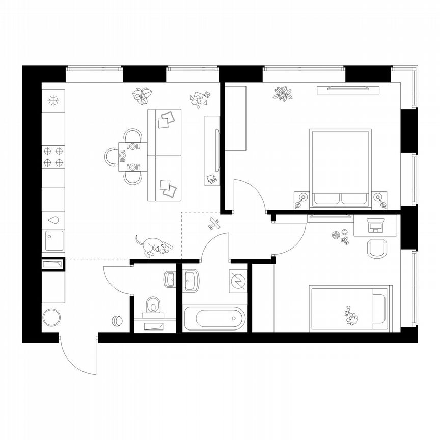 2-к. квартира, 55 м², 27/50 эт.