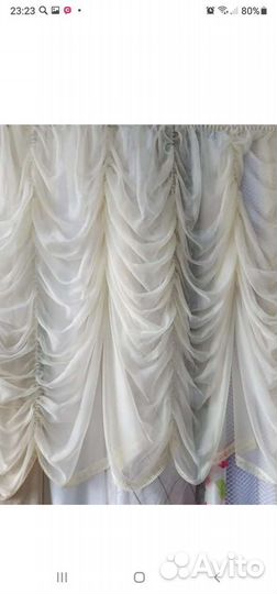 Тюль с вертикальным сбором