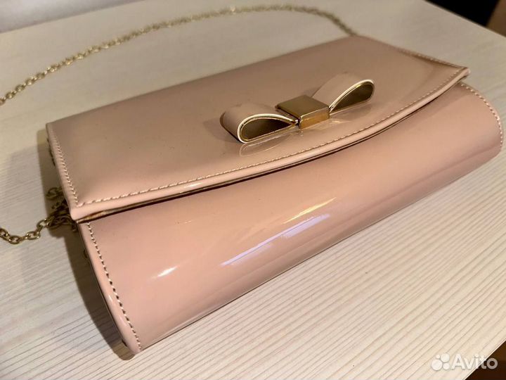 Сумка женская новогодняя клатч розовая лаковая