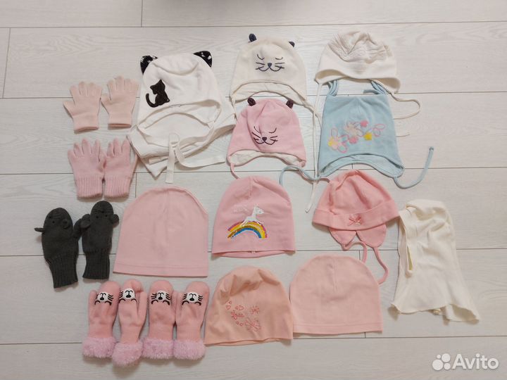Шапки, варежки, перчатки на девочку от 0 до 5 лет