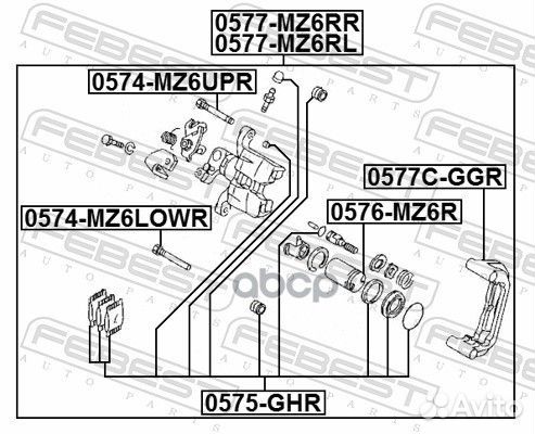 Суппорт тормозной mazda 6 02-13 зад.лев