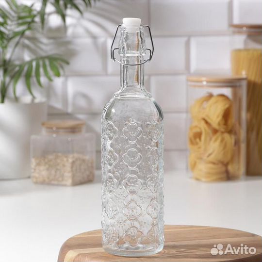 Бутыль стеклянная для масла и соуса с бугельным за