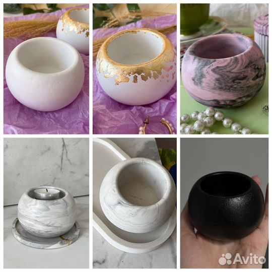 Подсвечник из гипса для чайных свечей