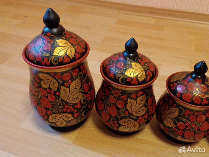 Набор банок для сыпучих продуктов Хохлома