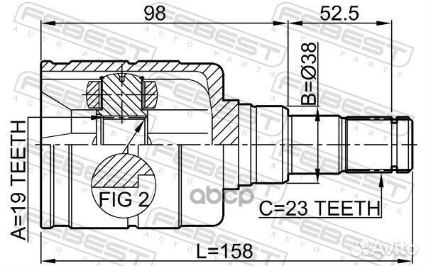 ШРУС внутренний 19х38х23 (toyota vitz NCP10/SCP