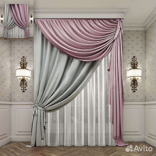 Шторы с ламбрекеном бу