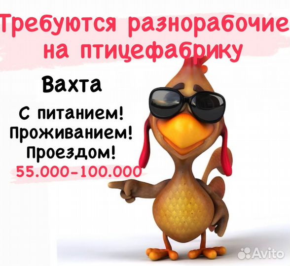 Разнорабочий птицефабрика свердловская обл (вахта)