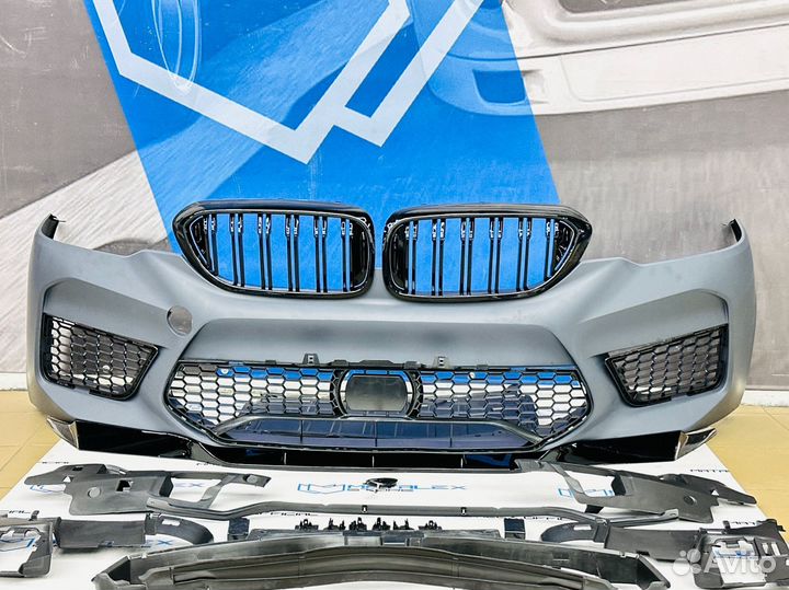 Бампер BMW G30, M5 F90 стиль + сплиттер, решетка