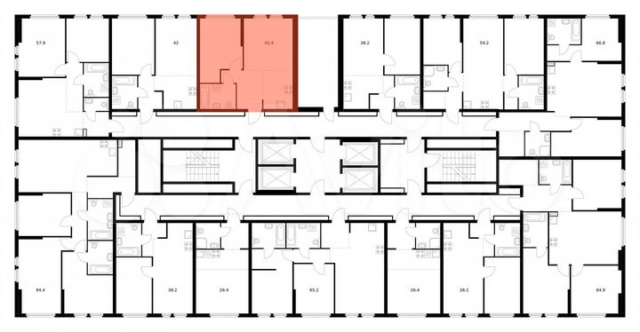 2-к. квартира, 45,9 м², 32/32 эт.