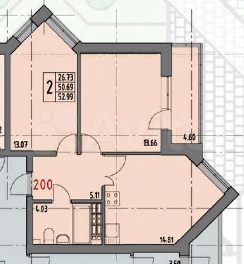 2-к. квартира, 50,9 м², 16/20 эт.