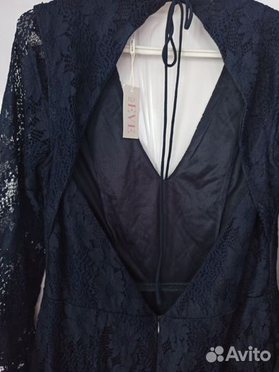Новое вечернее платье кружевное темно синее
