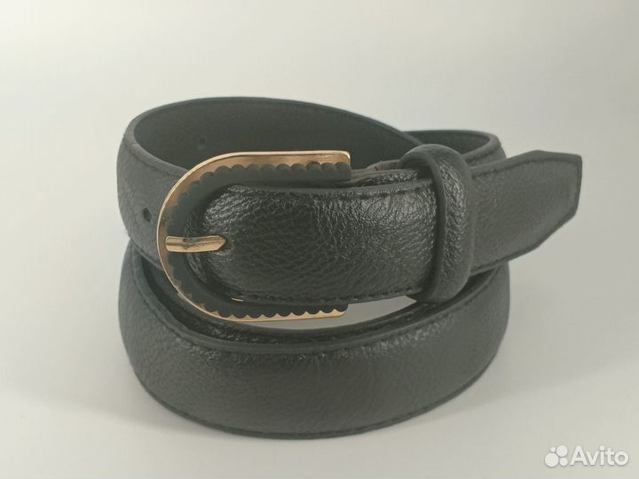 Ремень женский пояс кожа черный