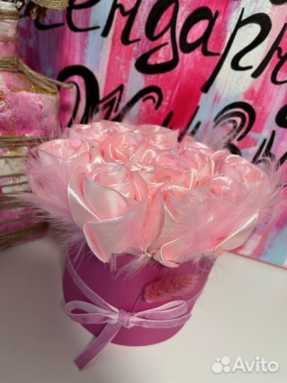 Букет роз из атласных лент