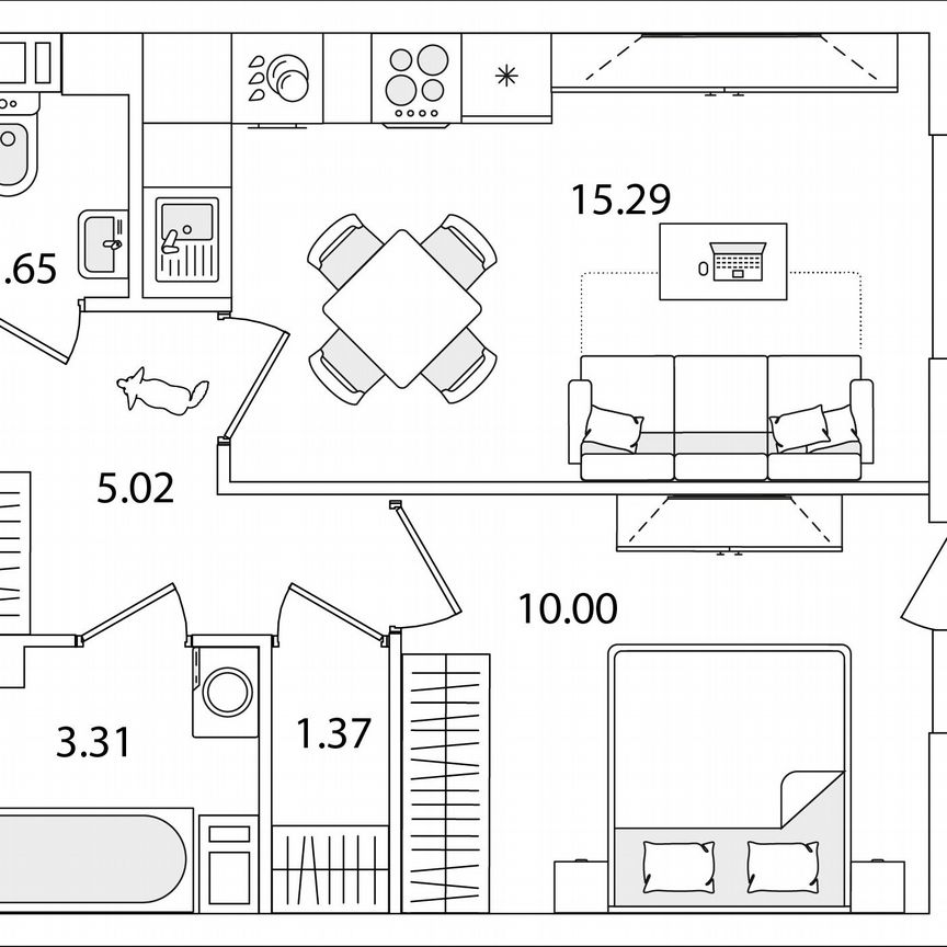 1-к. квартира, 37,9 м², 3/9 эт.