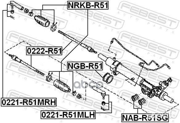 Пыльник рулевой рейки nrkb-R51 Febest