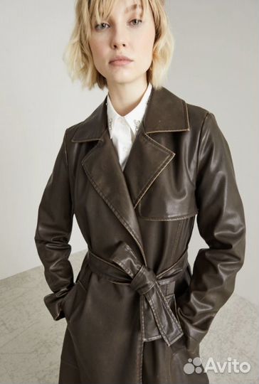 Тренч женский из экокожи 36 38 40 42 44 46 48 50