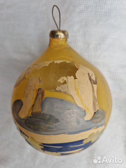 Елочные игрушки СССР шар с белым медведем