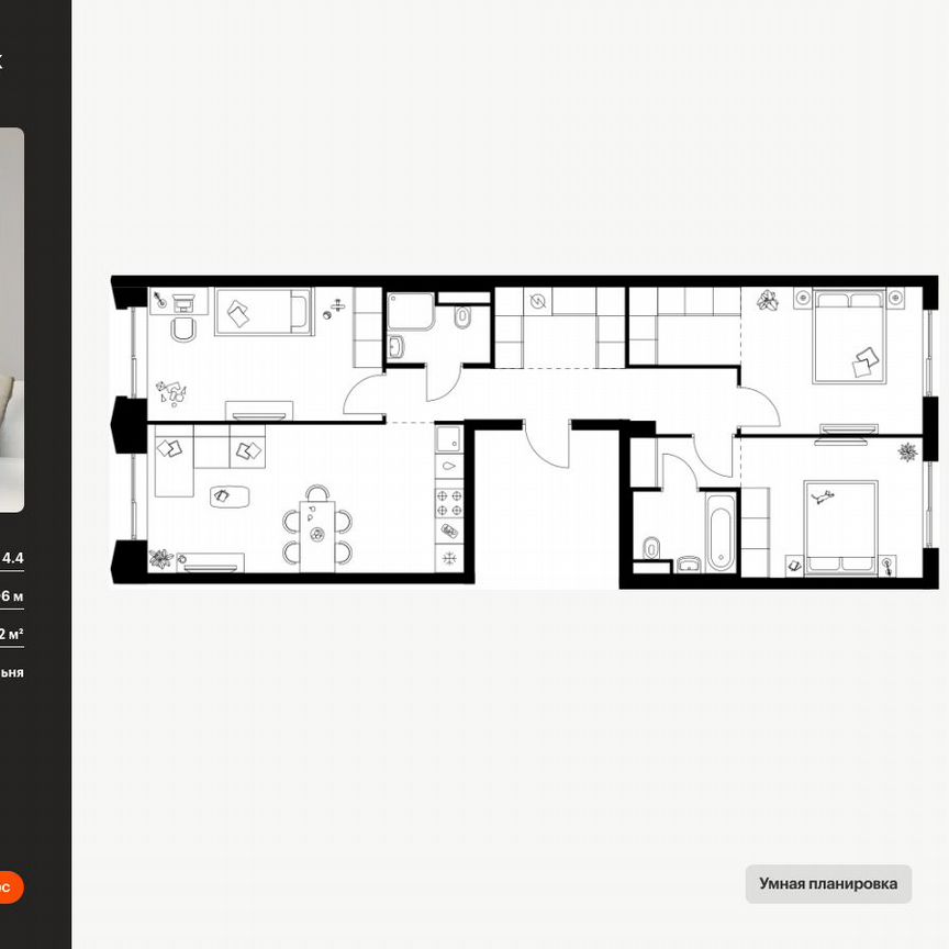 3-к. квартира, 82 м², 13/13 эт.