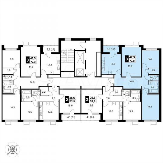 3-к. квартира, 77,8 м², 11/14 эт.