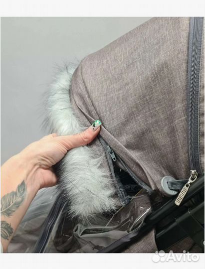 Санки-коляска Galaxy Glory Gloss, серо-коричневый