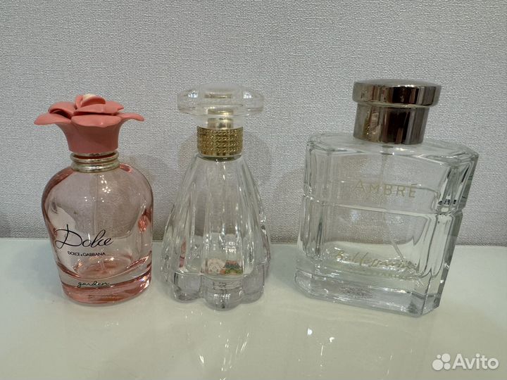 Пустые флаконы от духов D&G, Lanvin, Baldessarini