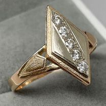 Золотое кольцо СССР с бриллиантами маркиз 583