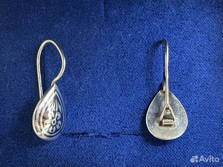 Серьги серебро черненое