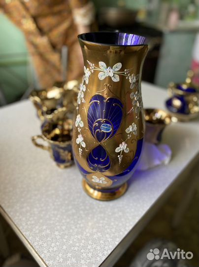 Ваза цветное стекло Чехия