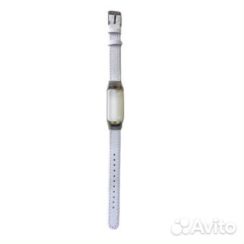 Ремешок кожаный для Mi band 5 White