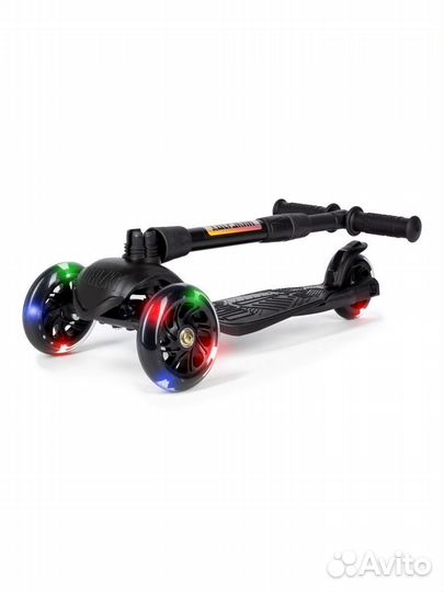 Самокат детский baby (светящиеся колеса) черный