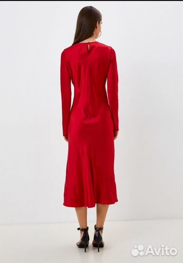 Платье атласное красное