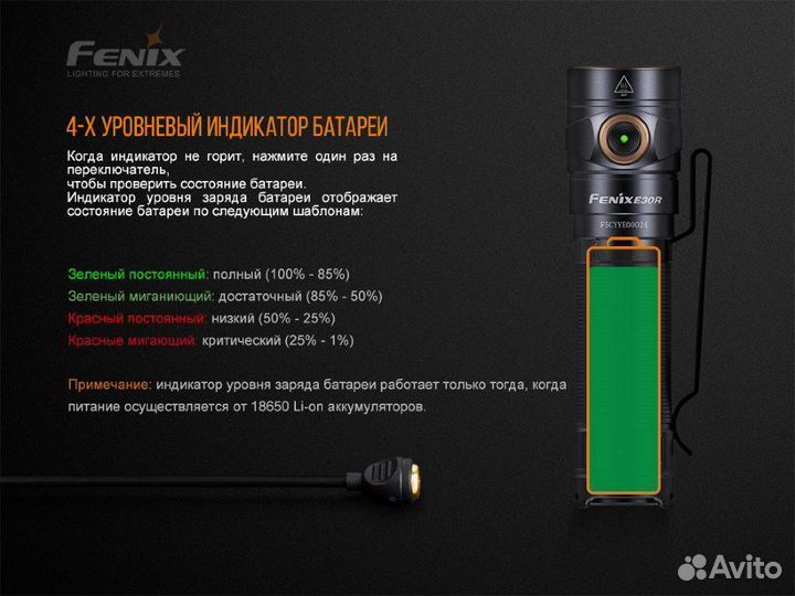 Фонарь Fenix E30R Cree XP-L HI LED 1600 люмен