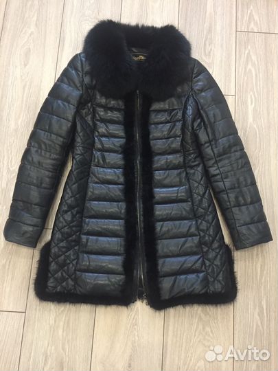 Кожаный пуховик