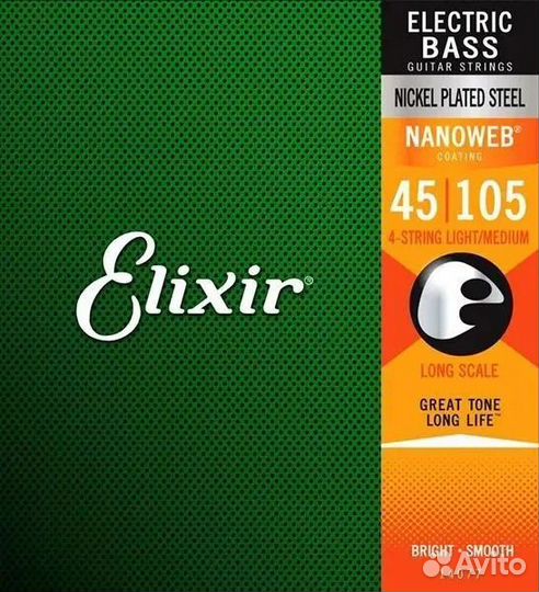 Струны Elixir 14077 NanoWeb Medium 45-105