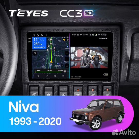 Магнитола Teyes CC3 2K 6/128 на LADA Niva 93-20