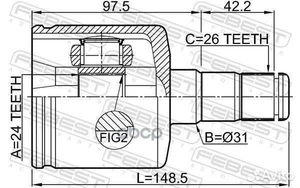 Шрус внутренний левый 24x31x26 2711-S80atlh Febest