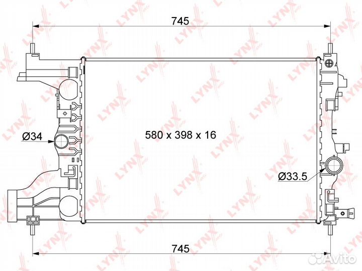 Радиатор охлаждения паяный MT chevrolet Cruze 1.4