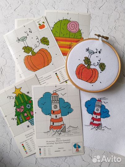 Набор из 9 открыток, схемы для вышивания