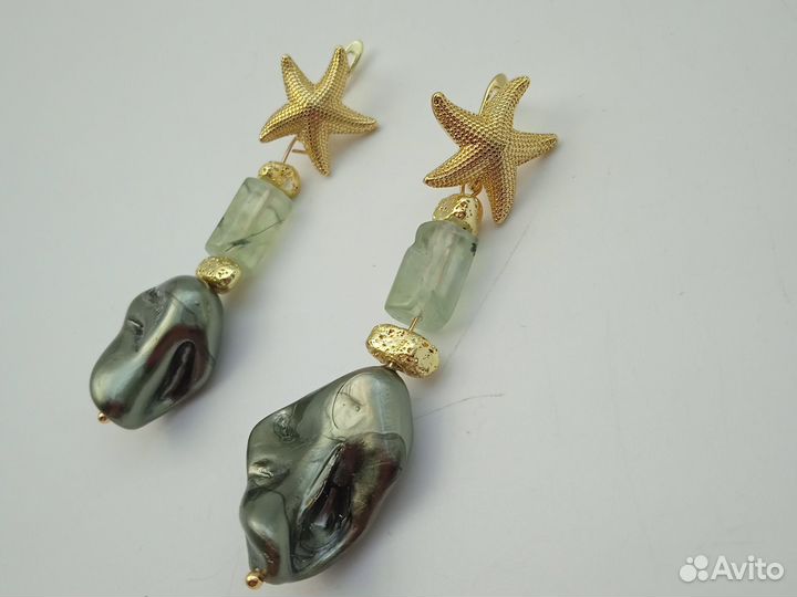 Серьги 7см барочный жемчуг майорка