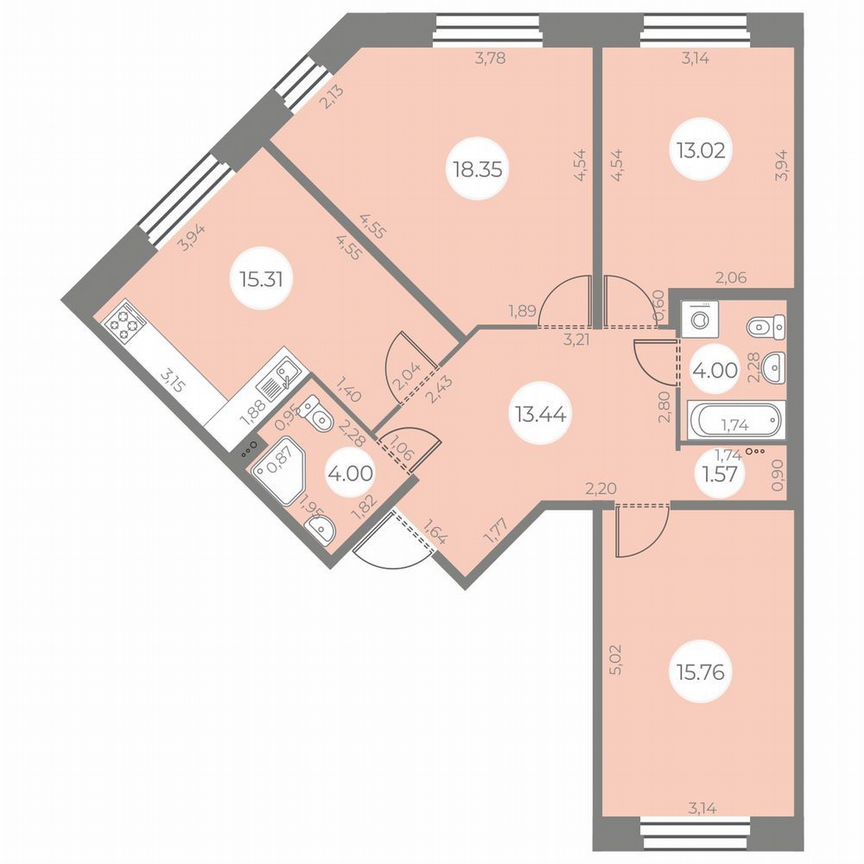 3-к. квартира, 85 м², 2/20 эт.