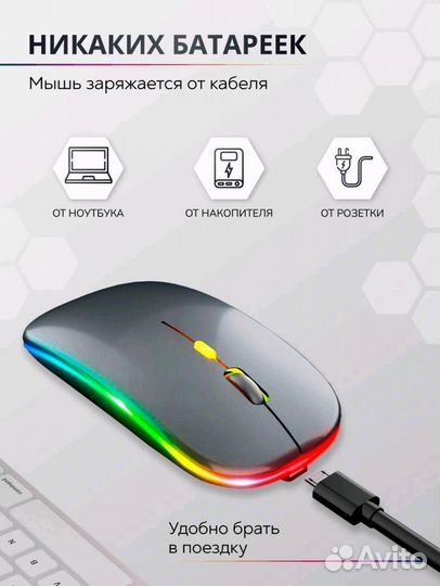 Беспроводная тонкая бесшумная мышь