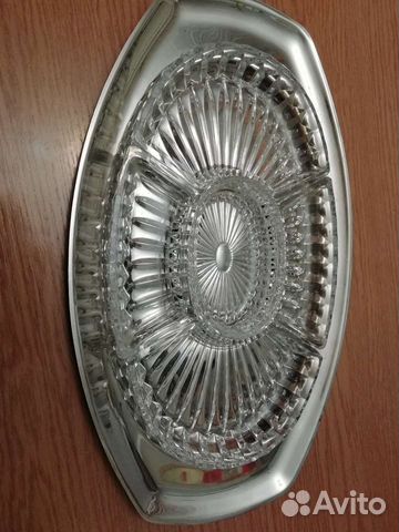 Менажница хрустальная СССР, мельхиор